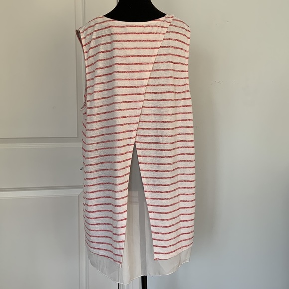 AVA & VIV RED WHITE STRIPED SLEEVELESS TUNIC WITH BACK SLIT / PLUS 2X - Picture 2 of 6